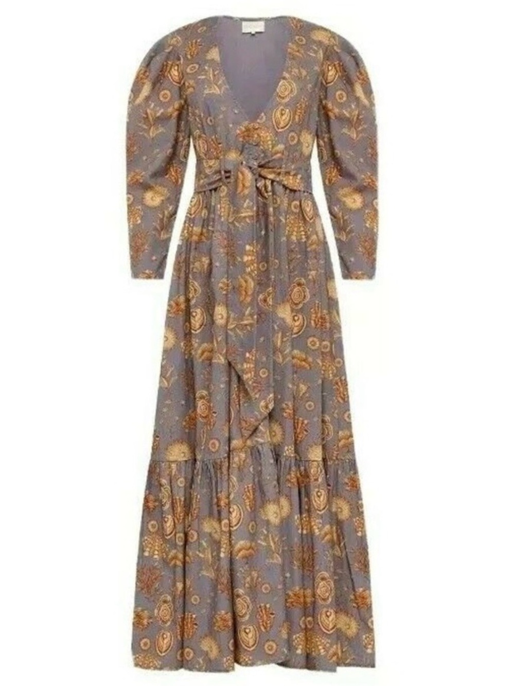 Carolina k. corals grey ori robe long sleeve maxi dress - size small